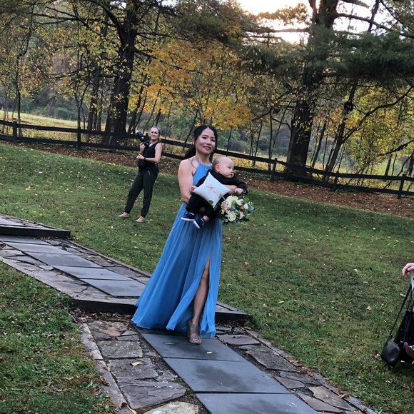 Azazie Hazel Steel Blue Dress in Size A0 - Picture 2 of 12